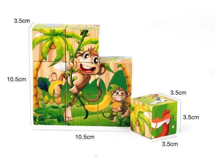 1Set Nine Blocks Six-sided 3D Wooden Cube Puzzle Toys  For Children Kids Educational Toys Funny Games - SJB-DIAMOND ELITES