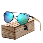 Modern Cat Eye Sunglasses for Women Polarized Sunglasses with metal frame and natural Bamboo wood frame Fashion Style - SJB-DIAMOND ELITES