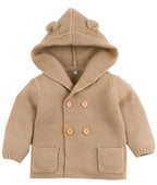 Winter Hooded Knitted Long Sleeve  Sweaters For Newborn Babies