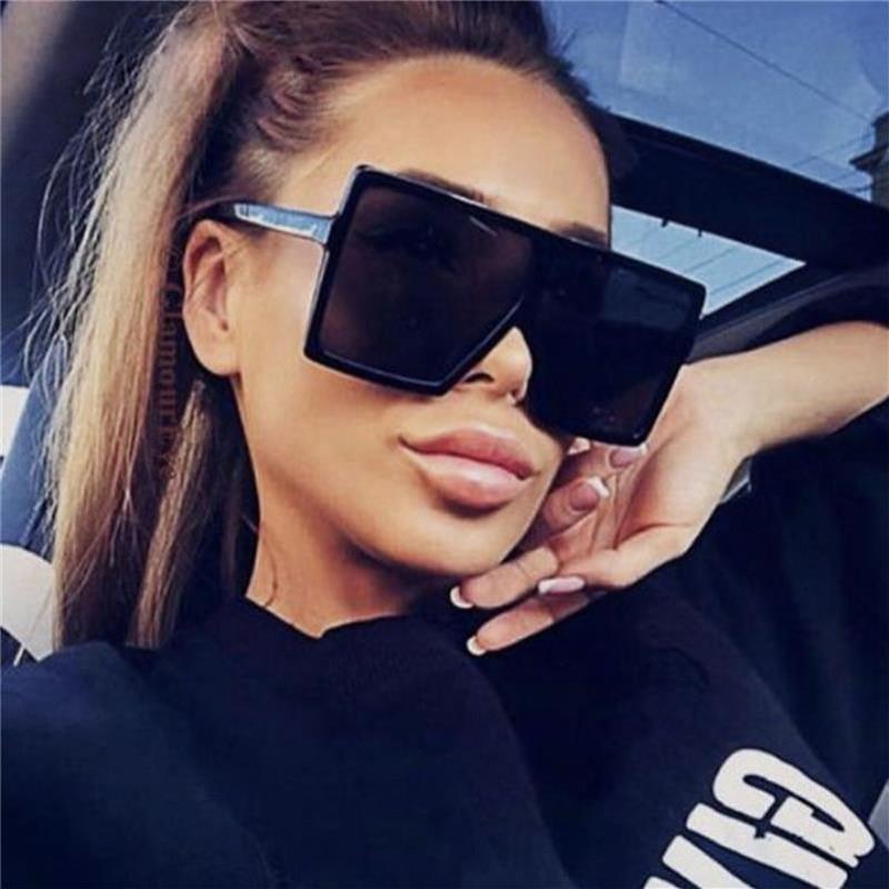 Oversized Luxury Trend New  Woman Sunglasses With Black Fashion Square Glasses And Big Frame Sunglasses In  Modern Glasses Famous Style - SJB-DIAMOND ELITES