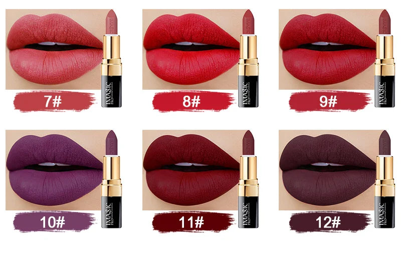 IMAGIC Lipstick Moisturizer Lips Smooth Lip Stick Long Lasting Charming Lip Lipstick Cosmetic Beauty Makeup 12 Colors Lootquake LLC
