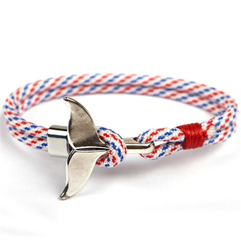 Fashion Whale Tail  Bracelets For Men And Women Charm  Survival Rope Chain  Bracelet Male Wrap Metal Hooks - SJB-DIAMOND ELITES