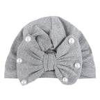 Modern Baby Hats Cute Rabbit Bow Knot with Pearls Baby Girl Hat with Pearls  for Kids In Diamond Luxury Style