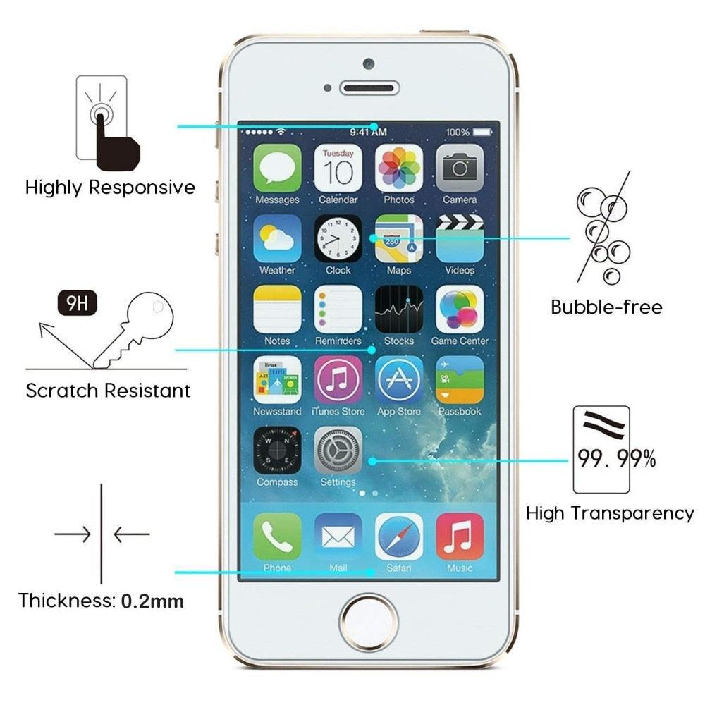 3D full Cover Tempered Glass protection For iphone 5 5S SE 2016 Screen Protector For iPhone 5S SE 5C Glass Protective Film Shatterproof Scratchproof Premium Tempered Glass Screen Protector for iPhone Stevvex