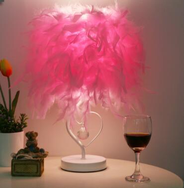 STEVVEX Reading Room Luxury Interesting Decor Heart Shape Feather Crystal Lamp Table Lamp for bedroom Light art decor home planetarium - SJB-DIAMOND ELITES