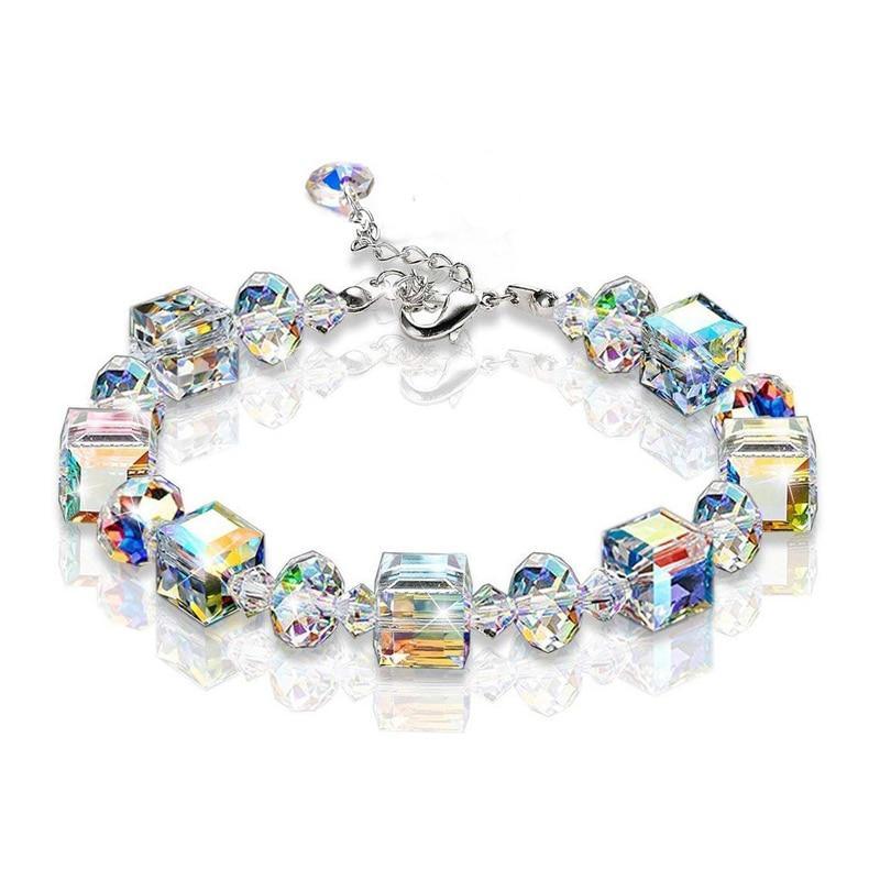 Fashion Summer Square Crystals Link Chain Stretch Charm Bracelets For Women Adjustable Party Jewelry Style - SJB-DIAMOND ELITES