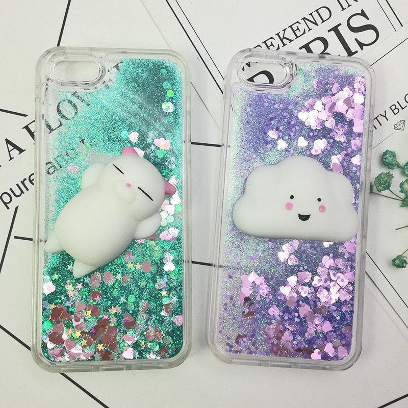 3D  Cat Case For Iphone 5s Se 7 7 Plus Case Liquid Quicksand Glitter Silicone Case For Iphone 8 8 Plus X 6 6s Cover  Rubber Silicone Phone Case Stevvex
