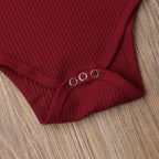 Newborn Infant Baby Girl Boy Ribbed Bodysuit  Ruffle  Long Sleeve One-Pieces Solid Jumpsuit Outfits For Girls