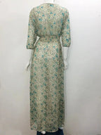 TEELYNN boho long dress Vintage 2023 floral print Chiffon three quarter sleeve v-neck summer Gypsy Hippie women dresses vestidos