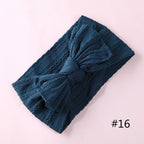 Modern Braid Nylon Bow Knot Solid Wide Nylon Headbands Turban Baby Girls Head Wrap For Girls