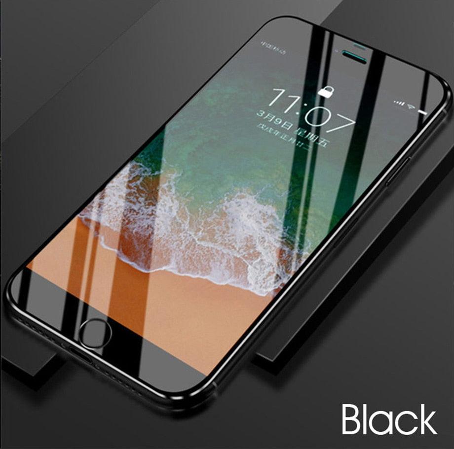 10D Curved Edge Aluminum Alloy Tempered Glass for iPhone X XS MAX 11 12 Pro Max mini 6 6S 7 8 Plus Full Cover Screen Protector  Titanium Alloy Metal Edge Full Coverage Front Tempered Glass Screen Protector for iPhone Stevvex