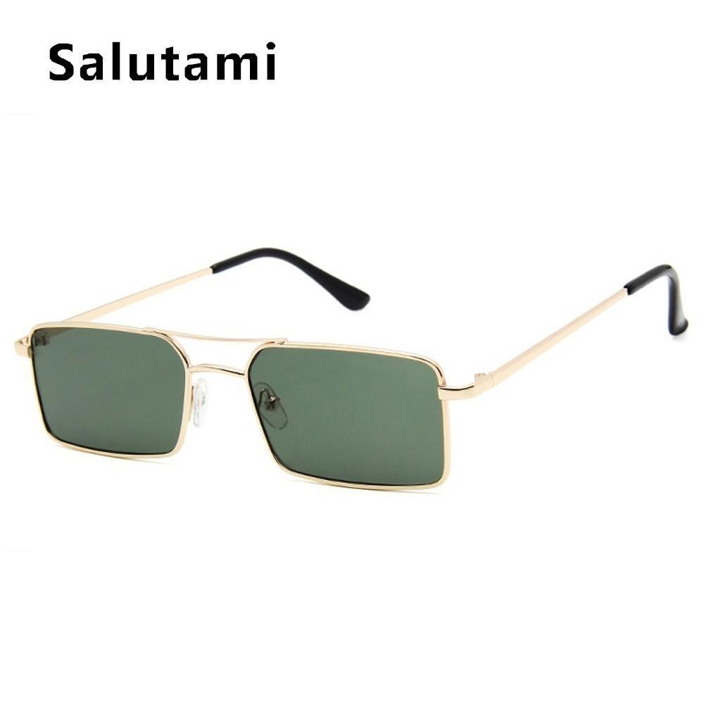 Luxury Famous Retro Modern Square Unisex Men and  Women‘s Sunglasses  With Alloy Metal Small Frame With Clear Double Bridge Men's Sunglasses - SJB-DIAMOND ELITES