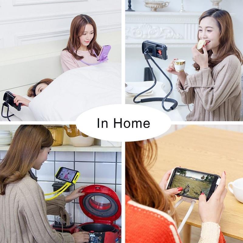 Universal Flexible Mobile Phone Holder Hanging Neck Lazy Necklace Bracket Bed 360 Degree Phones Holder Stand Stevvex