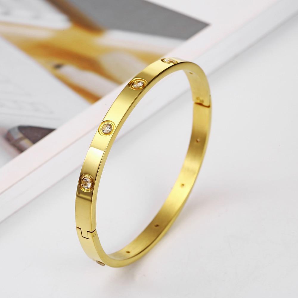 Rose Gold Women's Bracelets Crystal Bangles for Women Bohemian Stainless Steel Fashion Jewelry Love Valentines Day Gift - SJB-DIAMOND ELITES