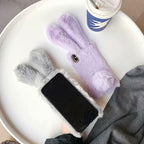 Cute Stuffed Plush Fluffy Case For iPhone 13 12 11 Pro XS Max X XR 12Mini Rabbit Ears Furry fluffy Fur Plush Warm Cover for iPhone 6 6S 7 8 Plus Phone Case Stevvex