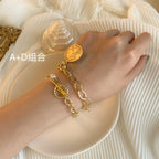 New Handmade Imitation Pearls Gold Metal Link Chain Bracelets for Women Girl Summer Party Luxury Jewelry Gift - SJB-DIAMOND ELITES