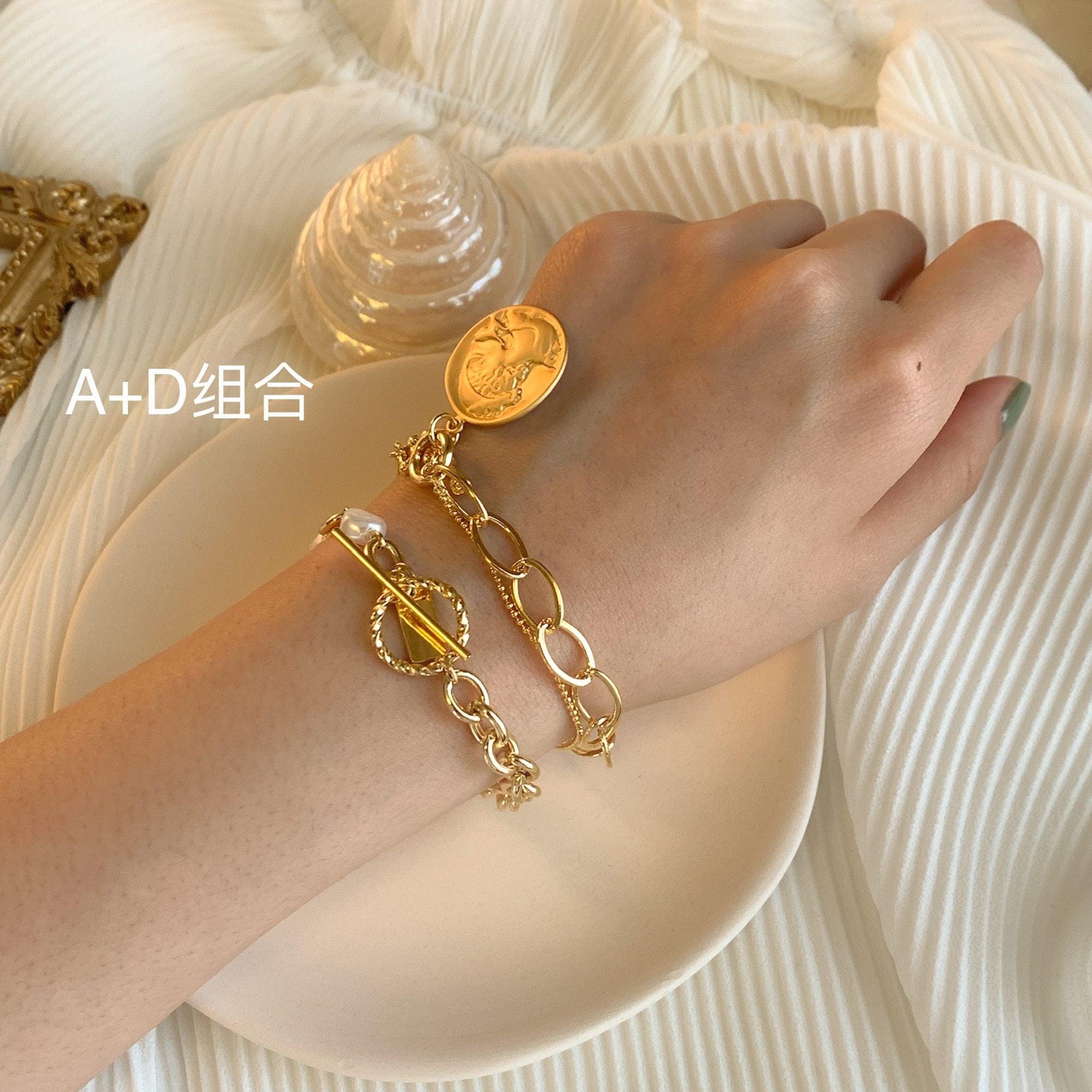 New Handmade Imitation Pearls Gold Metal Link Chain Bracelets for Women Girl Summer Party Luxury Jewelry Gift - SJB-DIAMOND ELITES