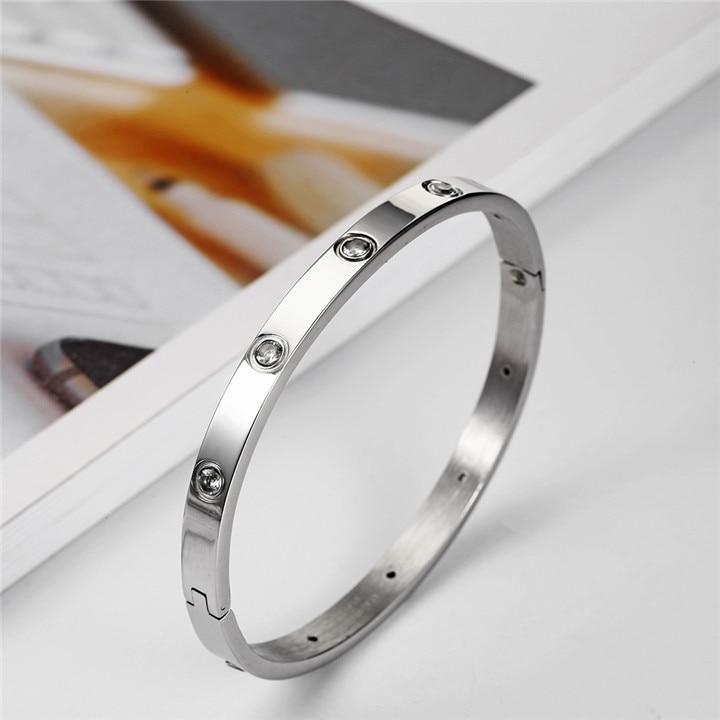 Rose Gold Women's Bracelets Crystal Bangles for Women Bohemian Stainless Steel Fashion Jewelry Love Valentines Day Gift - SJB-DIAMOND ELITES
