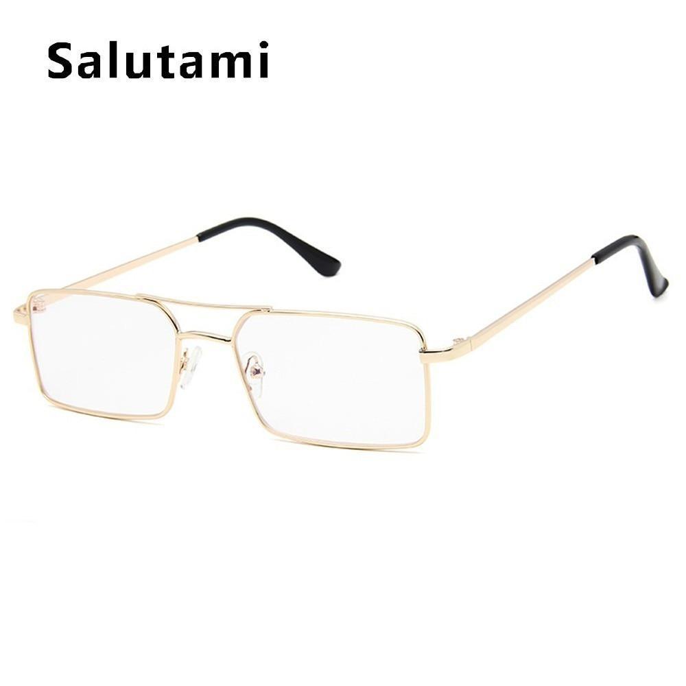 Luxury Famous Retro Modern Square Unisex Men and  Women‘s Sunglasses  With Alloy Metal Small Frame With Clear Double Bridge Men's Sunglasses - SJB-DIAMOND ELITES