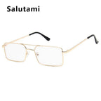 Luxury Famous Retro Modern Square Unisex Men and  Women‘s Sunglasses  With Alloy Metal Small Frame With Clear Double Bridge Men's Sunglasses - SJB-DIAMOND ELITES