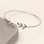 Elegant Silver Gold Leaf Fashion Simple Gold Silver Plated Cuff Bracelets For WomenIn Modern Jewelry style - SJB-DIAMOND ELITES