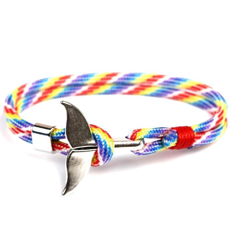 Fashion Whale Tail  Bracelets For Men And Women Charm  Survival Rope Chain  Bracelet Male Wrap Metal Hooks - SJB-DIAMOND ELITES