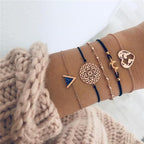 Bohemian Black Beads Chain Bracelets Bangles For Women Fashion Heart Compass Gold Color  Bracelets Sets Luxury Jewelry Gifts - SJB-DIAMOND ELITES