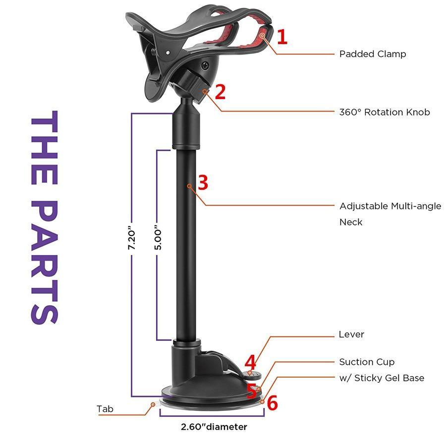 Adjustable Car Strong Phone Holder Flexible 360 Degree Rotation Windshield Mobile Stable Phone Holder Support GPS Car Accessories Stevvex