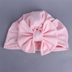 Newborn Baby Kids Boys Girls Soft Turban Cap Beanie Solid Bow Knot Wrap Cap For Baby