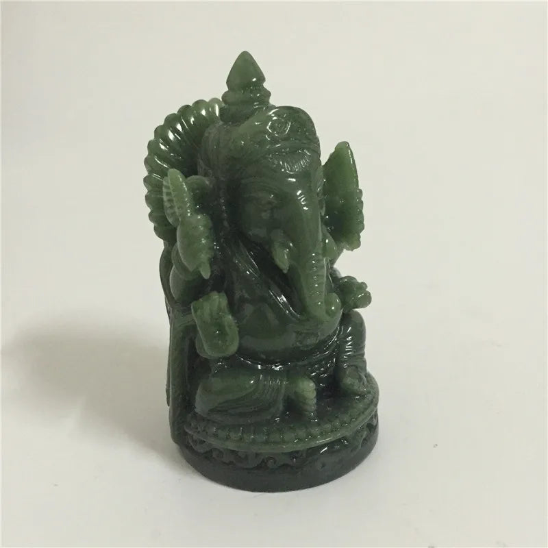 Ganesha Buddha Statue Elephant God Sculpture Ganesh Figurine Man-made Jade Stone Garden Home Decoration Accessories Statues Lootquake LLC