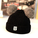 Modern Trend New Baby Beanies Hats Children Knitted Pompom Winter Autumn Cute Cap  Warm Girl Hat With Two Balls