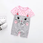 Modern Interesting Newborn Baby Boy and Girl Cartoon Animal Printed Short Sleeve Romper Jumpsuit For Kids