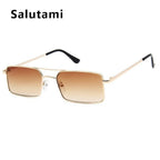 Luxury Famous Retro Modern Square Unisex Men and  Women‘s Sunglasses  With Alloy Metal Small Frame With Clear Double Bridge Men's Sunglasses - SJB-DIAMOND ELITES