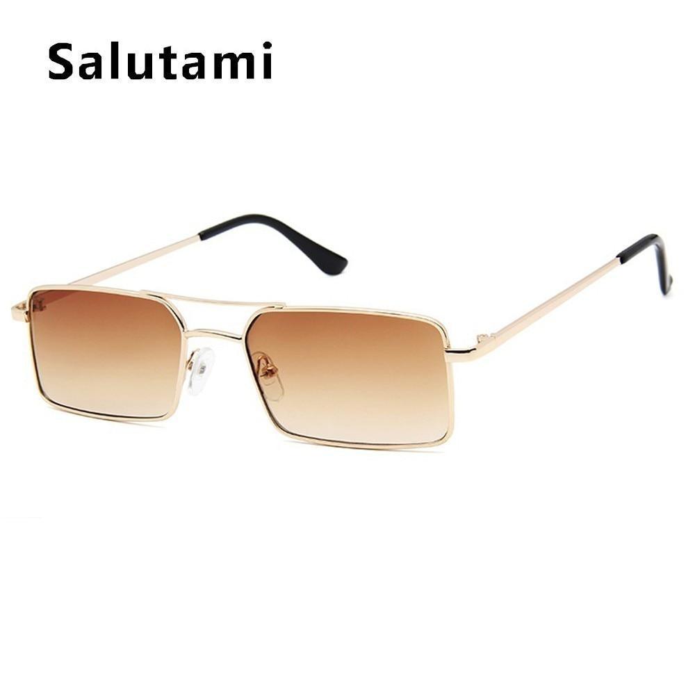 Luxury Famous Retro Modern Square Unisex Men and  Women‘s Sunglasses  With Alloy Metal Small Frame With Clear Double Bridge Men's Sunglasses - SJB-DIAMOND ELITES