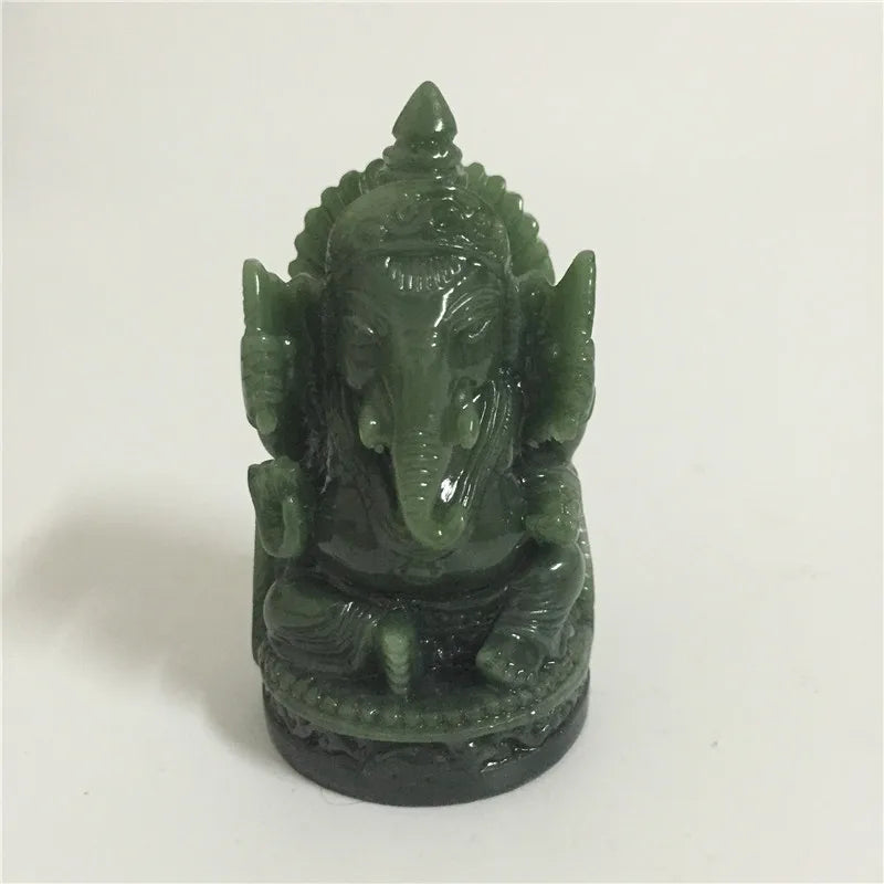 Ganesha Buddha Statue Elephant God Sculpture Ganesh Figurine Man-made Jade Stone Garden Home Decoration Accessories Statues Lootquake LLC