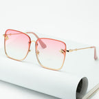 New Fashion Lady Oversize Rimless Square Bee Sunglasses For Women  With Small Bee Glasses Design Gradient Sunglasses With UV400