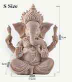 home decoration Nature Sandstone Indian Ganesha Figurine Religious Hindu Elephant God Statues Fengshui Elephant-Headed Buddha Lootquake LLC