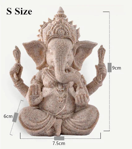 home decoration Nature Sandstone Indian Ganesha Figurine Religious Hindu Elephant God Statues Fengshui Elephant-Headed Buddha Lootquake LLC