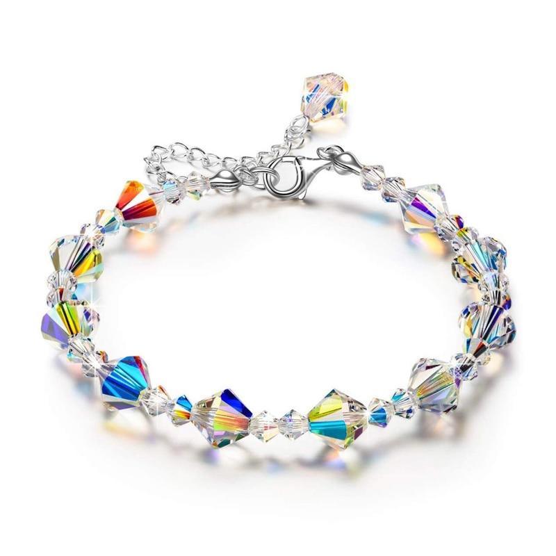 Fashion Summer Square Crystals Link Chain Stretch Charm Bracelets For Women Adjustable Party Jewelry Style - SJB-DIAMOND ELITES
