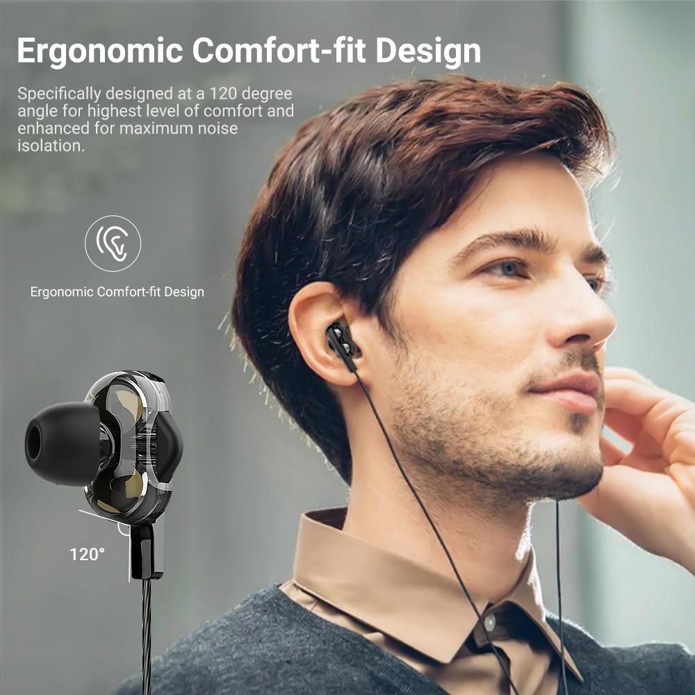 STEVVEX Wired Earphone Headphones with Microphone Dual Driver Phone Earphones Type C Ear phones - SJB-DIAMOND ELITES