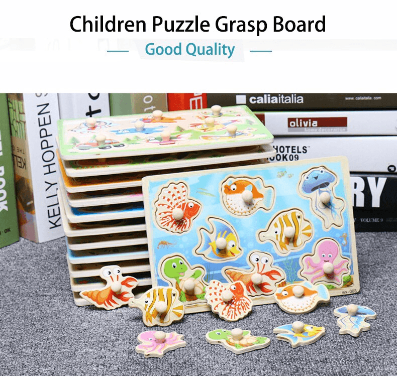 New Hand Grab Board Wooden Puzzle Toys for Children Cartoon Animal Fruit  Kids Baby Early Educational Learning Toy - SJB-DIAMOND ELITES