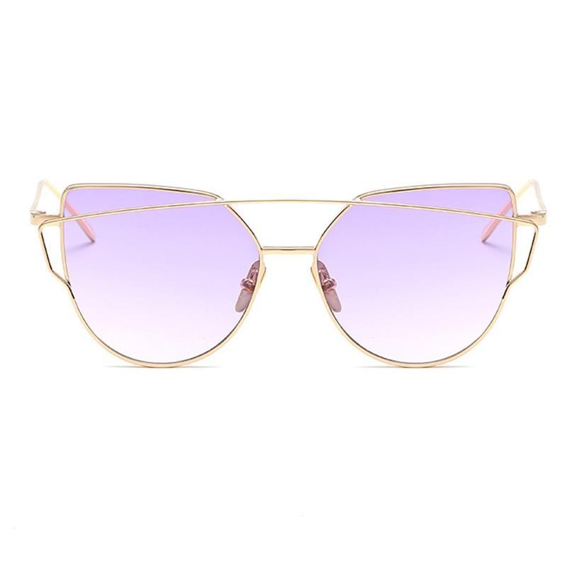 Luxury Vintage Modern Cat Eye Metal High Quality Frame  With Miror Sunglasses For  Women and Lady sunglasses With UV400 Protection - SJB-DIAMOND ELITES