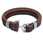 High Quality Stainless Steel Shackle Buckle Leather Survival Anchor Bracelets Bangle Men Surf Nautical Sailor Surfer Wristband Jewelry - SJB-DIAMOND ELITES