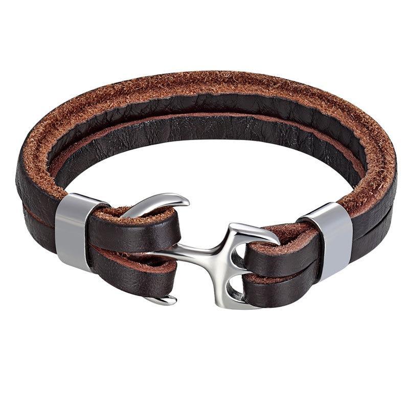 High Quality Stainless Steel Shackle Buckle Leather Survival Anchor Bracelets Bangle Men Surf Nautical Sailor Surfer Wristband Jewelry - SJB-DIAMOND ELITES
