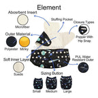 ModernLuxury Printed Baby Cloth Diaper Reusable Cloth Nappy Snap Adjustable Pocket Diaper Nappies For Baby Kids