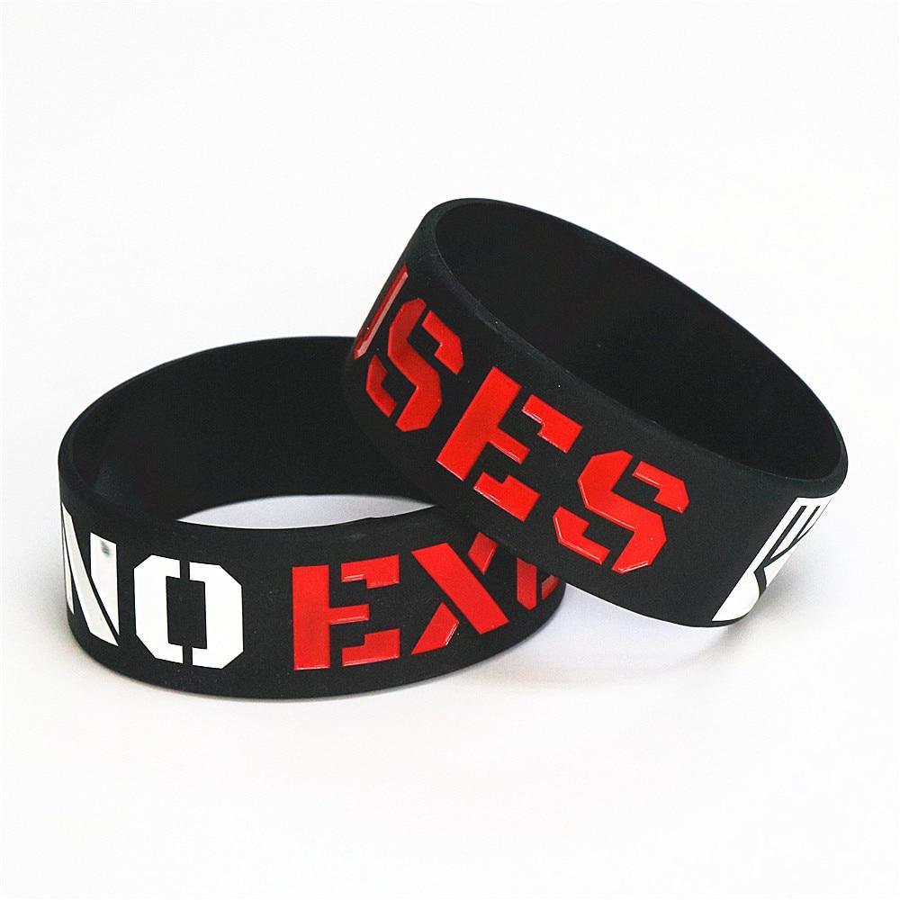 Silicone Wristband Black Motivation No Excuses Modern Wide Sports Activities Rubber Bracelets & Bangles For Man and Women - SJB-DIAMOND ELITES