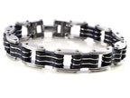 Men Stainless Steel Link Chain Bracelets & Bangles Men's Cuff  Wristband Biker Motorcycle Black Silicone Bracelet - SJB-DIAMOND ELITES