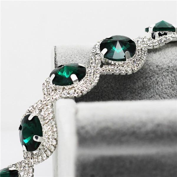 Luxury Woman Elegant Wedding Bridal Jewelry Sets For Women Rhinestone Austrian Crystal Jewelry Set Bracelet Earrings Set - SJB-DIAMOND ELITES