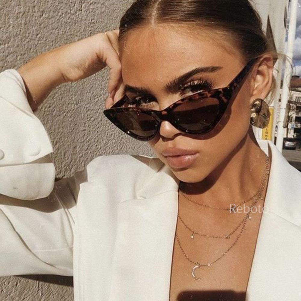 Elegant Cute Retro Cat Eye Sunglasses For  Women With Small Black White Triangle Vintage Ladies Sunglasses and UV400 Protection - SJB-DIAMOND ELITES