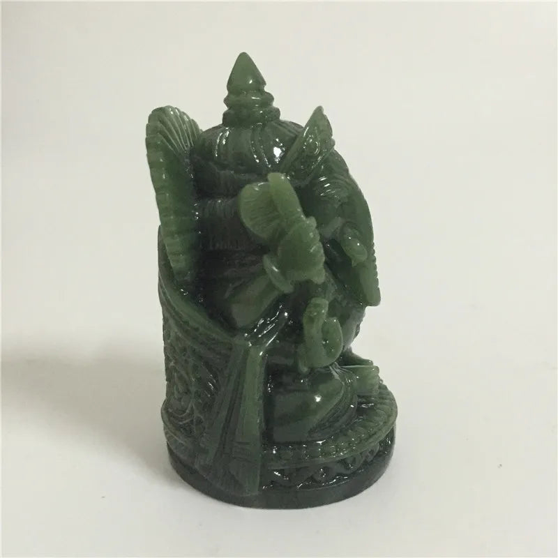 Ganesha Buddha Statue Elephant God Sculpture Ganesh Figurine Man-made Jade Stone Garden Home Decoration Accessories Statues Lootquake LLC
